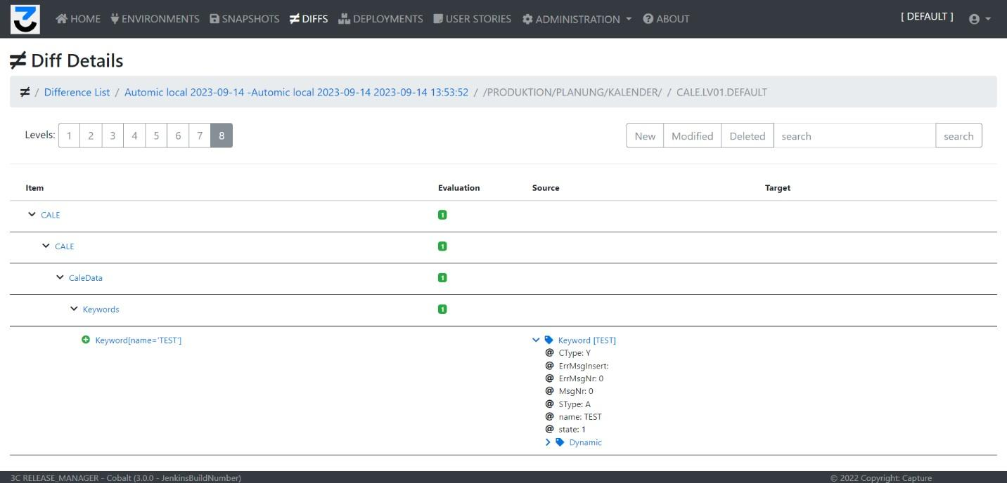 Visualizzazione ad albero di analisi 3C Diff di elementi di configurazione XML