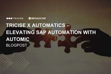 Zwei Hände, die jeweils ein Puzzleteil halten, das sie bei Sonnenuntergang miteinander verbindet, symbolisieren die Zusammenarbeit und Integration zwischen Tricise, Broadcom und Automatics.